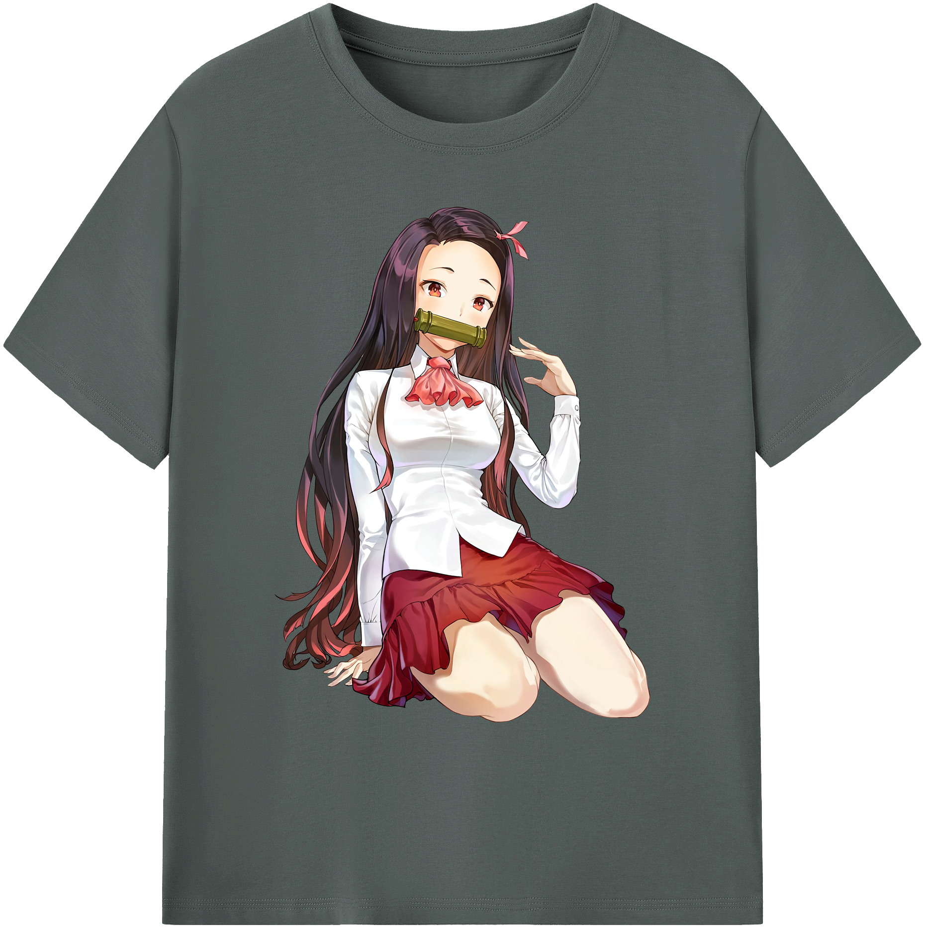 （画像用） 鬼滅の刃（きめつのやいば）竈門 禰󠄀豆子／かまど ねずこ Kamado Nezuko 綿100％ メンズ半袖Tシャツ｜肌触りやわらか＆通気性